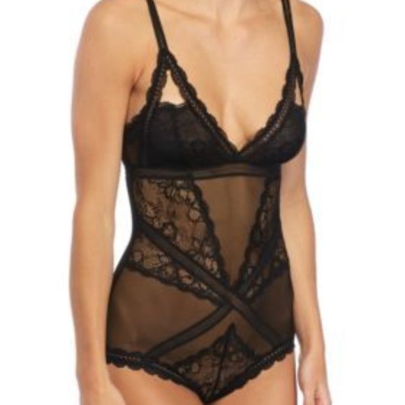 Sam Edelman Black Cutout Lace Bodysuit Medium - Picture 2 of 3